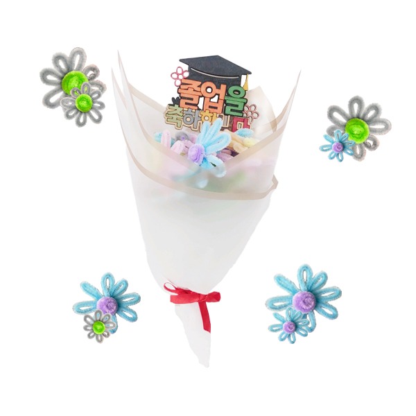 [입고예정][초등저] [축졸업]졸업 우드 토퍼 모루 꽃다발 만들기 (1인용, 3종 택1)